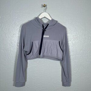 Gymshark Women S Lilac Purple Movement Mesh Cropped Hoodie Boxy Fit Athleisure